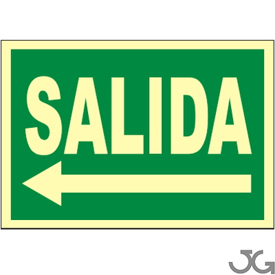 SEÑAL PE 29X21 SALIDA FLECHA IZQ. (LUMINISCENTE)