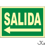 SEÑAL PE 29X21 SALIDA FLECHA IZQ. (LUMINISCENTE)