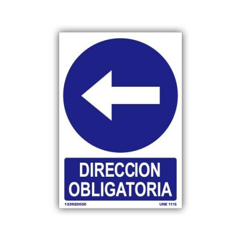SEÑAL PE 29X21 DIRECCION OBLIGATORIA FLECHA IZQ.