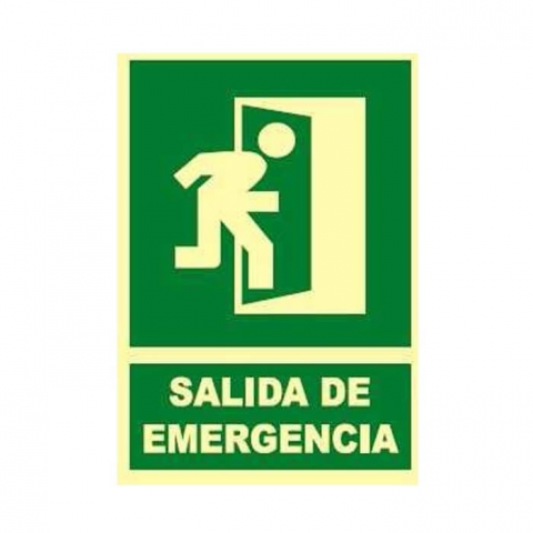 SEÑAL PE 29X21 SALIDA EMERGENCIA PUERTA DER. (LUM.