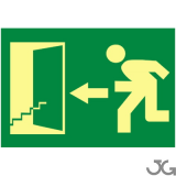 SEÑAL PE 29X21 SALIDA ESCALERA BAJ. IZQ. (LUMIN.)