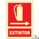SEÑAL PE 29X21 EXTINTOR FLECHA DERECHA (LUMINISC.)