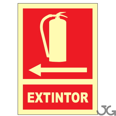 SEÑAL PE 29X21 EXTINTOR FLECHA IZQUIERDA (LUMIN.)