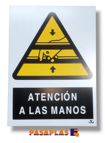 SEÑAL PE 29X21 ATENCION A LAS MANOS