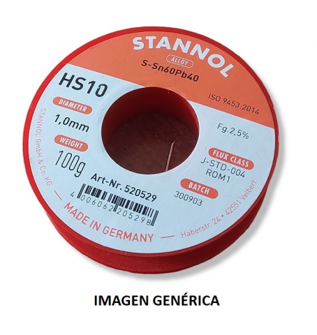 ESTAÑO SOLDADURA STANNOL HS10 1mm. 100gr.