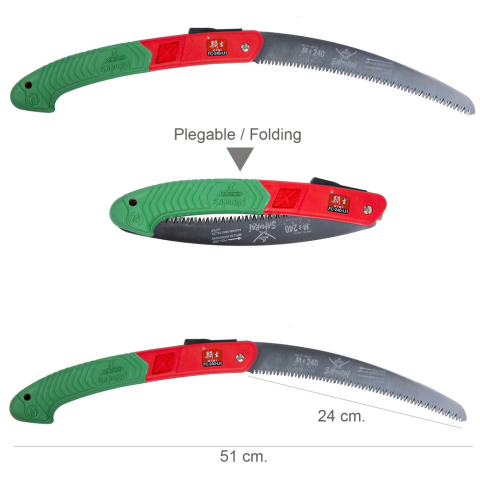SERRUCHO SAMURAI CURVO PLEGABLE M/PLASTICO 240 mm.