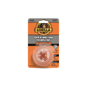 CINTA DOBLE CARA GORILLA TRANSP. 25mmX1,5m.