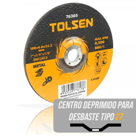 DISCO ABRAS. REPASAR HIERRO 115X6 MM TOLSEN