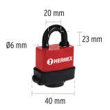 CANDADO HERMEX A/NORMAL 40mm. F/PLAST.