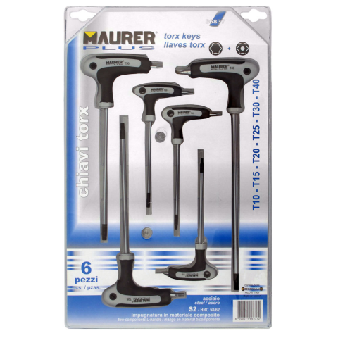 JGO. LLAVES TORX MAURER T CR.VA. 6 pz. INVIOLABLE