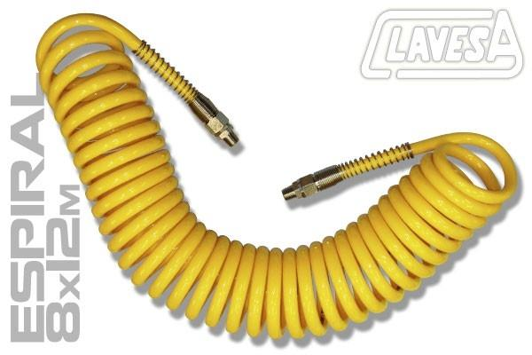 MANGUERA AIRE ESPIRAL CLAVESA 08X12 AMAR. 12m.