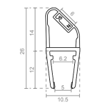 PERFIL MAMPARA MAGNETICO 45º S-N 6/8mm (TIRA 2m.)