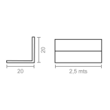 CANTONERA ALU. BLANCO 20X20X2,5mts. MICEL 55062 (T