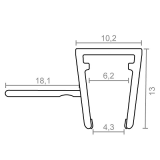 PERFIL MAMPARA JUNTA CRUCE 18mm 6/8mm (TIRA 2m.)