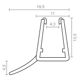 PERFIL MAMPARA VIERTEAGUA CENTRAL 6/8mm (TIRA 2m.)