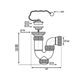 SIFON CURVO C/VAL. TAPON Y CADENA 1 1/2