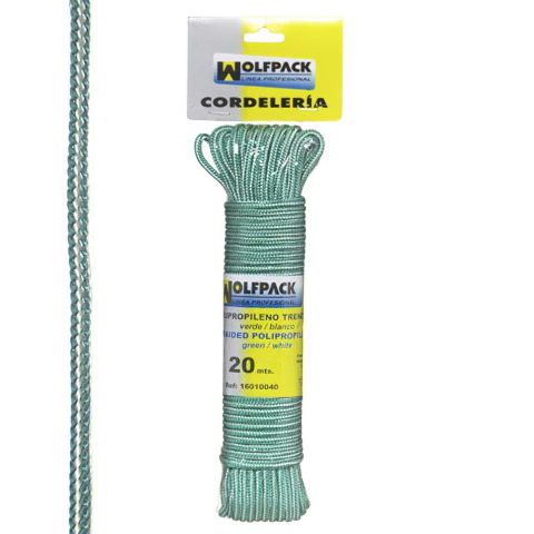 CUERDA TRENZ. POLIPROP. BLANCA/VERDE (Mad. 20m.)