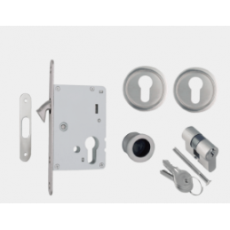 KIT PUERTA CORRED. CILINDRO NIQUEL REDONDO