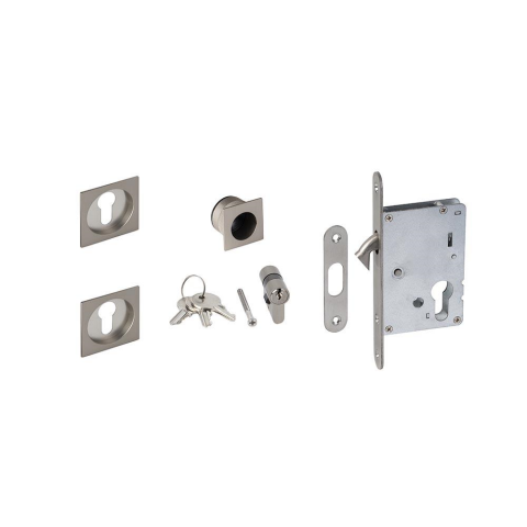 KIT PUERTA CORRED. CILINDRO NIQUEL CUADRADO